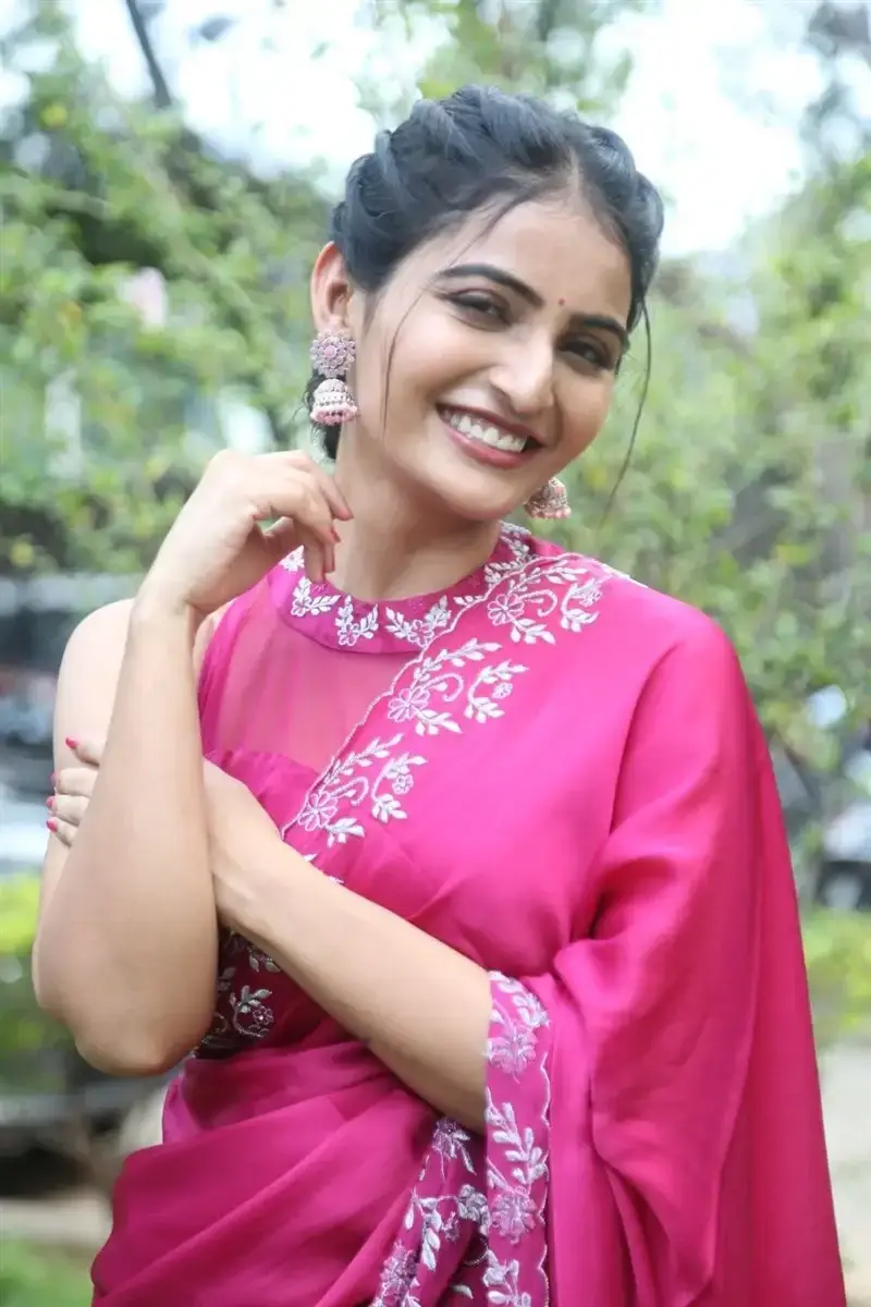 Actress Ananya Nagalla Red Saree at Anveshi Movie Release